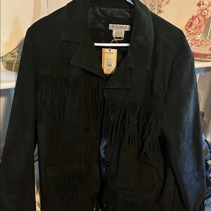 NWT Ladies Stetson Black Suede Leather Fringe Jacket